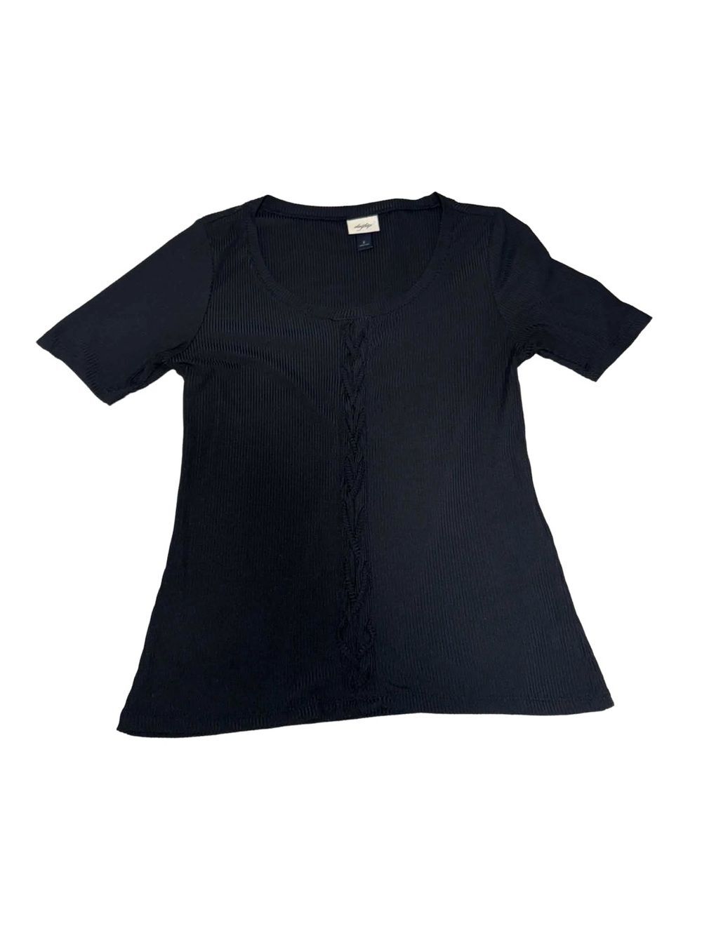 Daytrip Black Ribbed Scoop Neck Short Sleeve Top Size Small